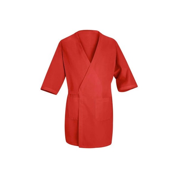 Red Kap Collarless Butcher Wrap, Red, Polyester/Combed Cotton, XL